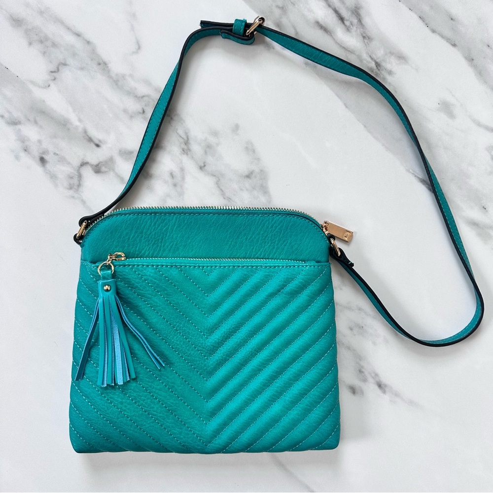 Teal Quilted Crossbody Bag with Tassel modcloth style target